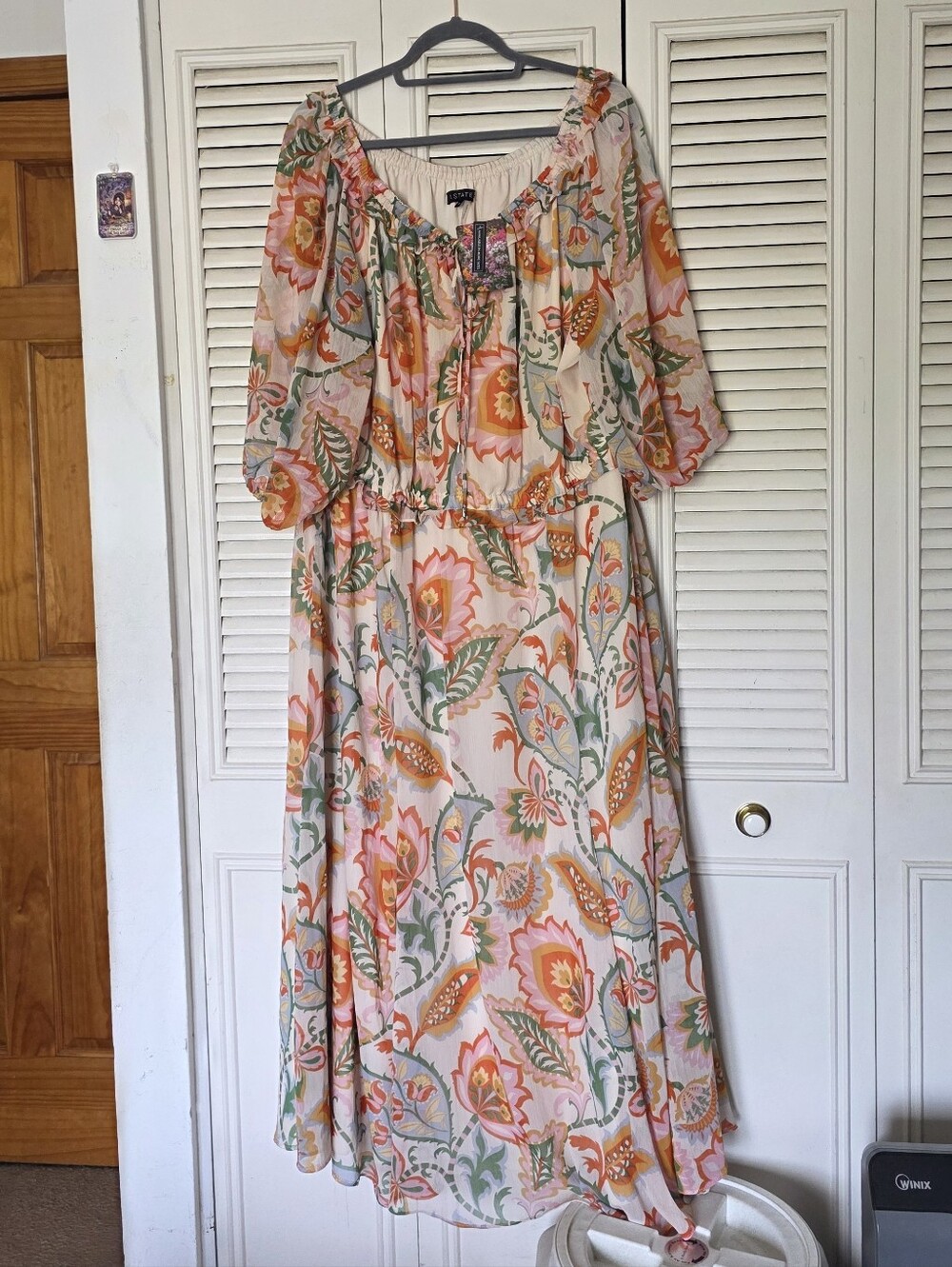 1. State On/Off Shoulder Floral Maxi Dress